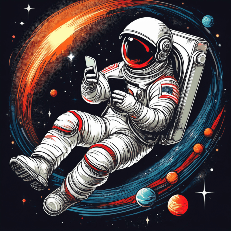 An astronaut repurposing brand content.